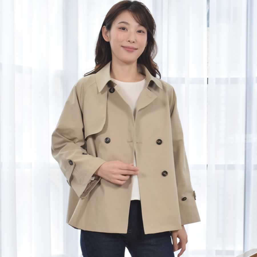 Merfirge トレンチコート ショート丈 レディース スプリングコート