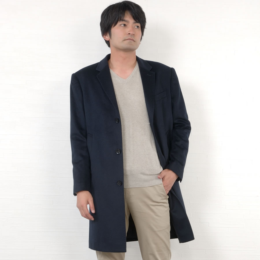 【メンズ】カシミア100％チェスターコート カシミヤ100％ チェスターコート メンズ レギュラーフィット