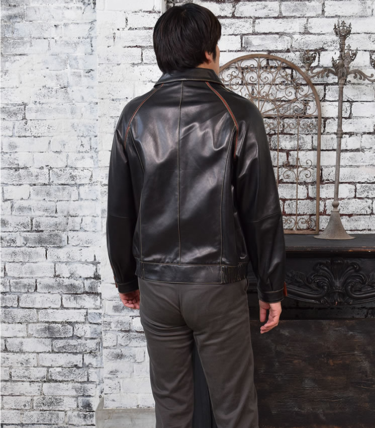 爆買 本革 ソフト ラム ブルゾン 本皮 メンズ シングル アウター 革