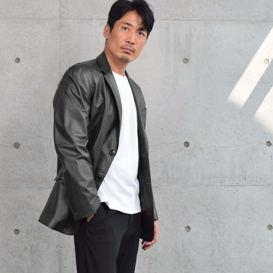 本革 ラム レザー メンズ ジャケット 本皮 シングル アウター 革ジャン