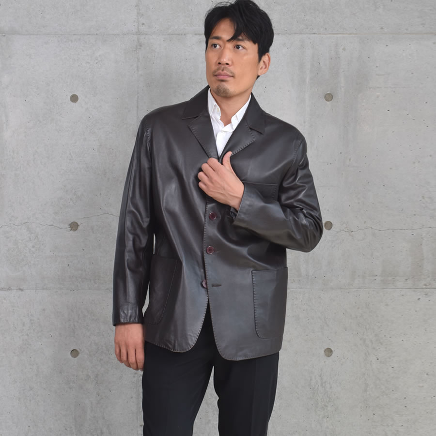本革 ソフト ラム レザー テーラード ジャケット 本皮 メンズ シングル
