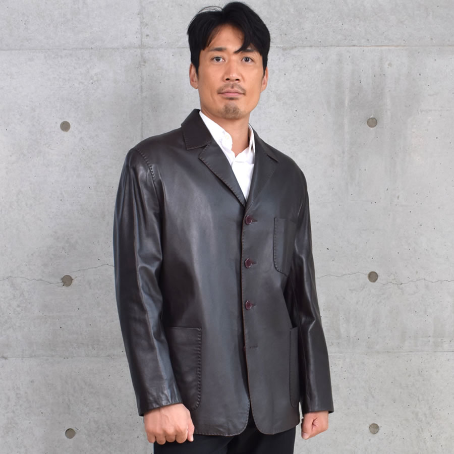 本革 ソフト ラム レザー テーラード ジャケット 本皮 メンズ シングル