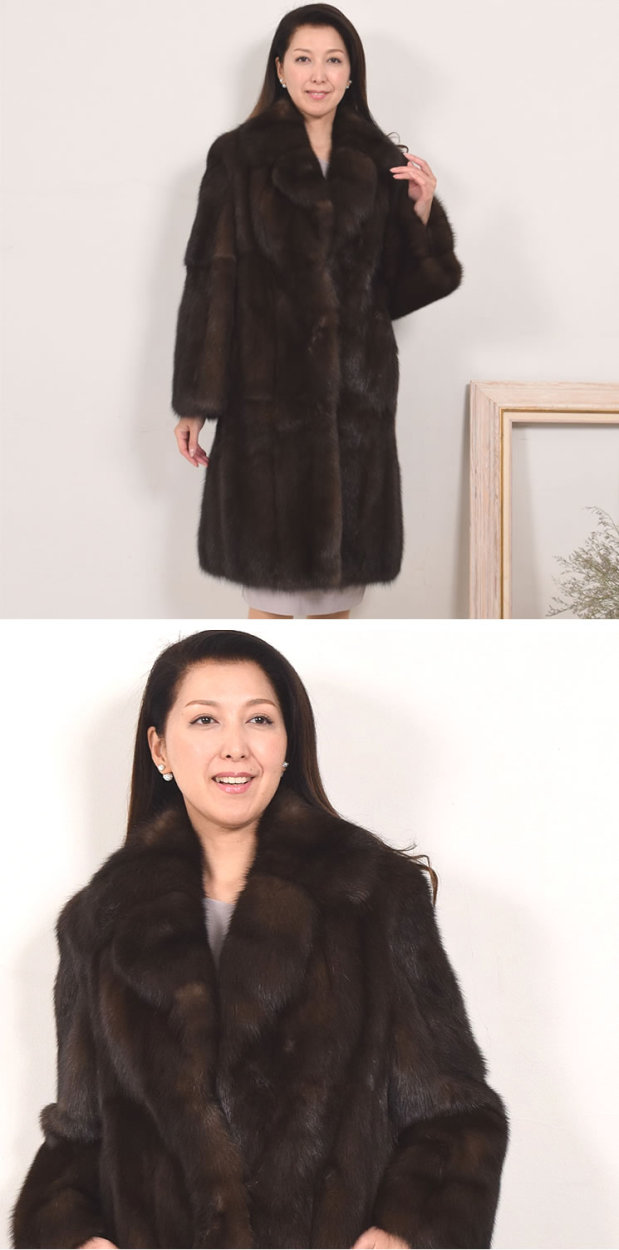 ロシアン セーブル ファーム ロング コート毛皮 ファー リアルファー ファーコート 最高級 パーティ ドレス(ss4912)