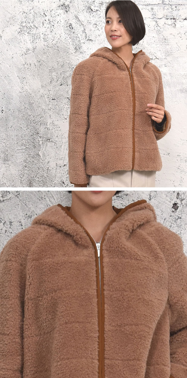 Merfirge ウール 100% ボア ジャケット ウールジャケット フード