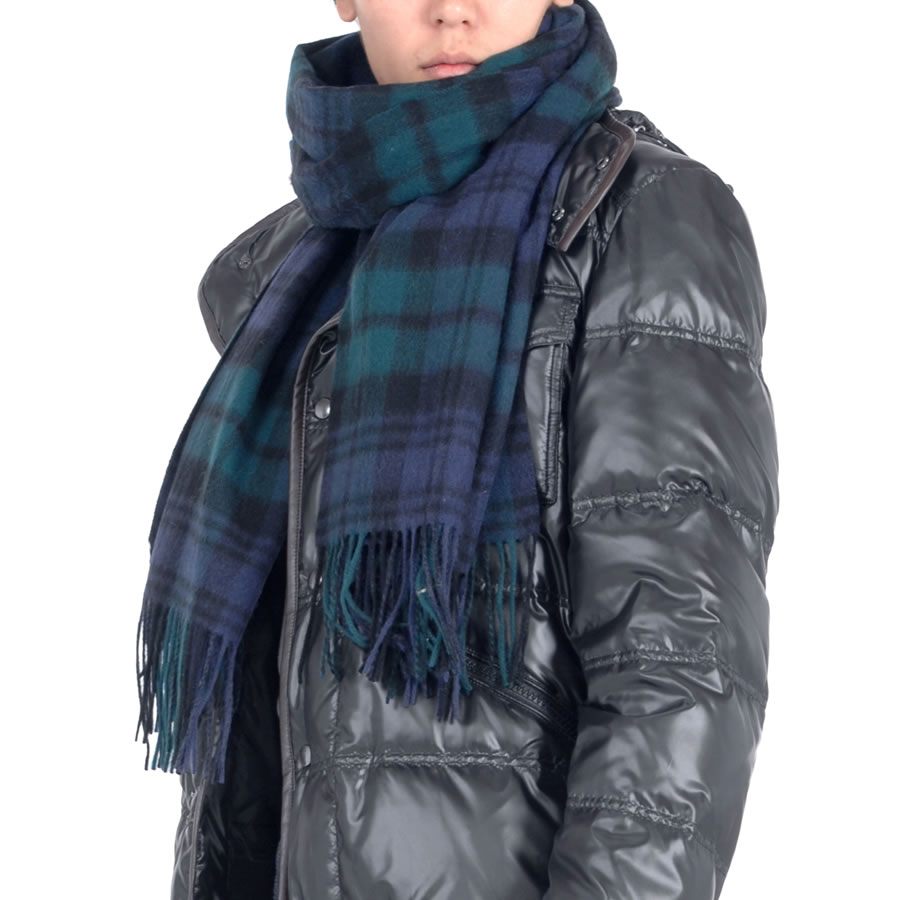 メンズストール ウール 100％ チェック柄 大判 ストール 60cm幅   男女兼用 防寒  (WS0022M) | Merfirge | 01