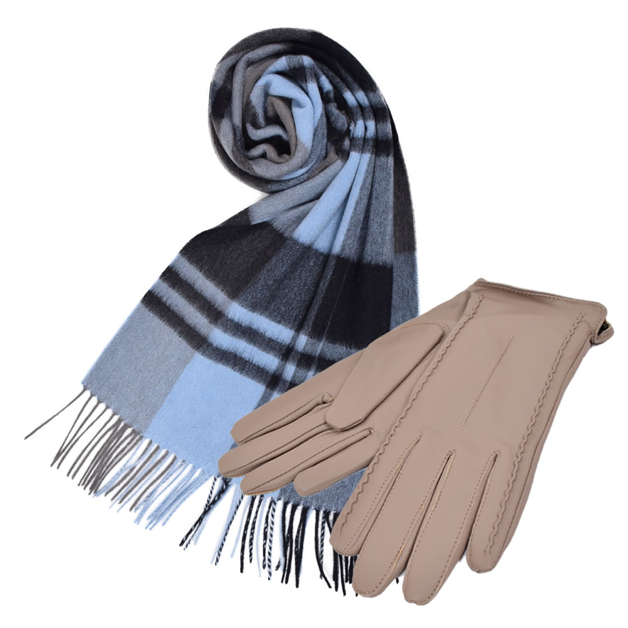 Merfirge 【名入れ刺繍可】ギフトセット カシミヤ 100％ 無地 マフラー