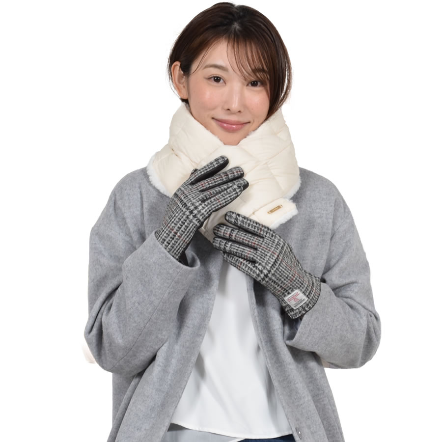 Merfirge ダウンマフラー＆ハリスツイード 手袋 エコファー ギフト