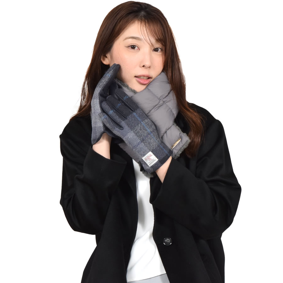 Merfirge ダウンマフラー＆ハリスツイード 手袋 エコファー ギフト