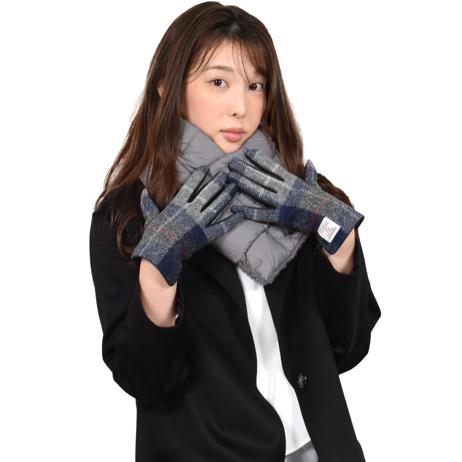 Merfirge ダウンマフラー＆ハリスツイード 手袋 エコファー ギフト