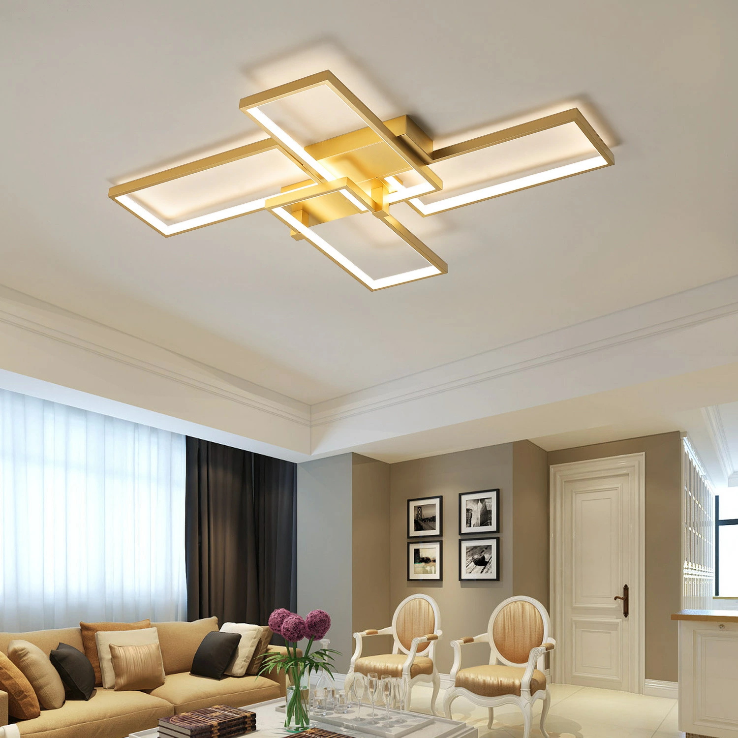 【組立必要】シーリングライト おしゃれ 北欧 LED 調光調色 リモコン操作 モダン 間接照明 省エネ 天井照明 6畳~18畳 四角 工事不要 スマホ 明るい 照明器具_3