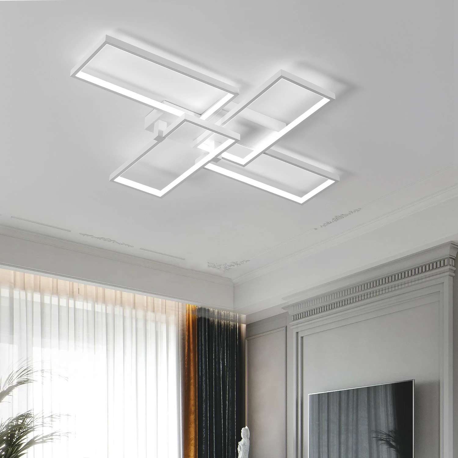 【組立必要】シーリングライト おしゃれ 北欧 LED 調光調色 リモコン操作 モダン 間接照明 省エネ 天井照明 6畳~18畳 四角 工事不要 スマホ 明るい 照明器具_1