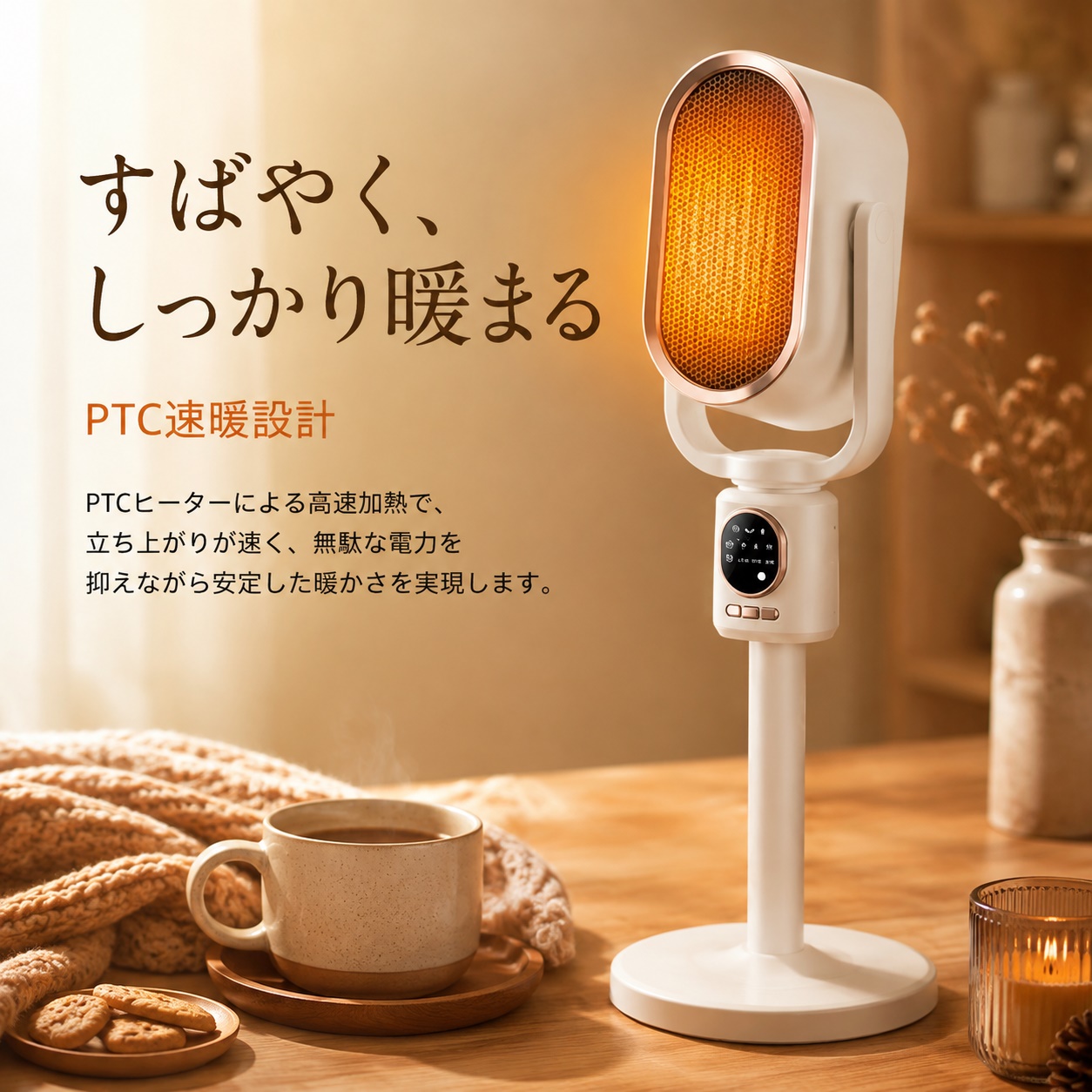 新品！　8〜15畳　セラミックPTC暖房ヒーター リモコン付き 3段階温度設定 冷暖房両用】セラミックファンヒーター PTC速暖 首振り 冷暖切替 3段階