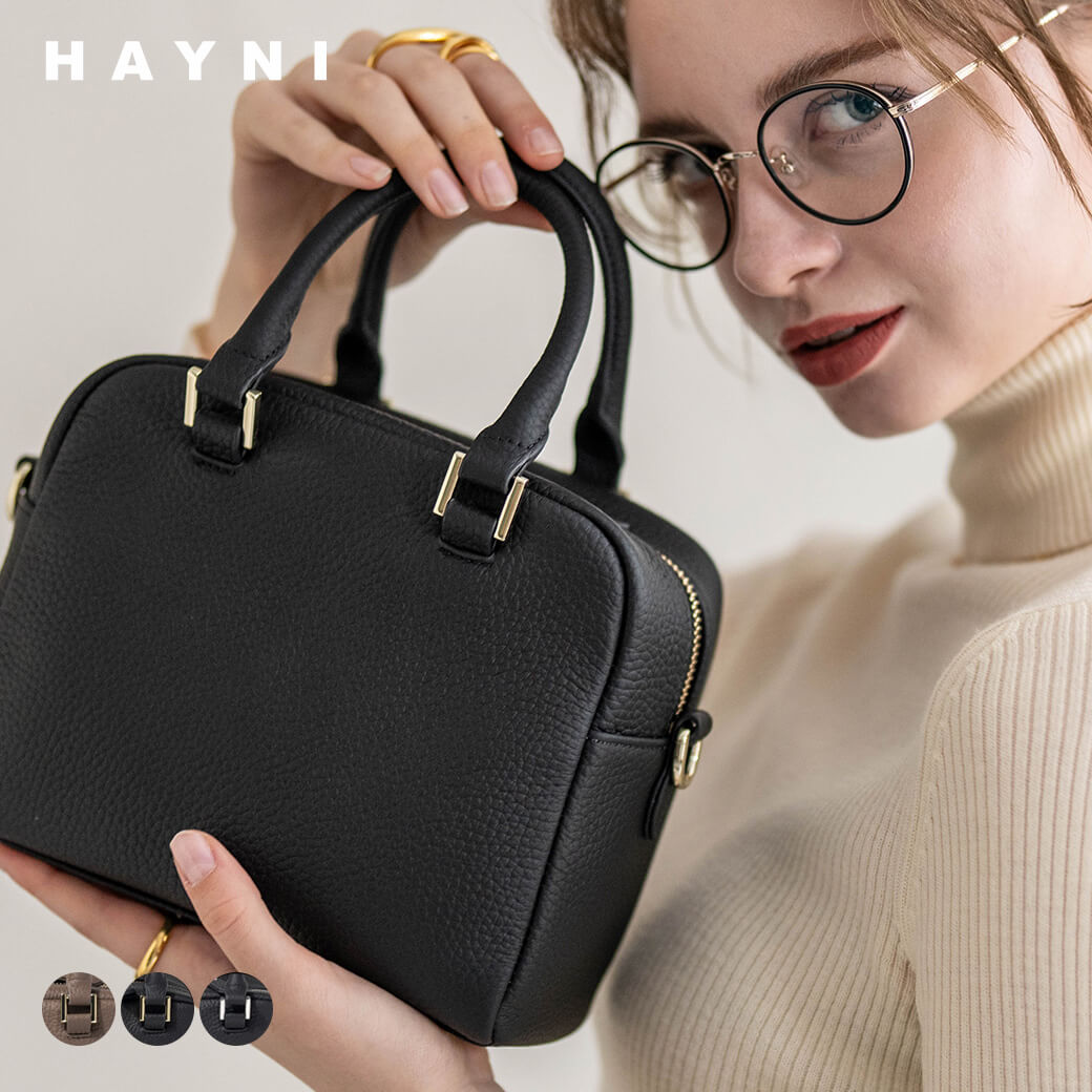【極美品】HAYNI 巾着かごバッグ ショルダーバッグ ブラックステッチ 本革 2Way 巾着仕様 トートバッグ ショルダーバッグ マチ広め
