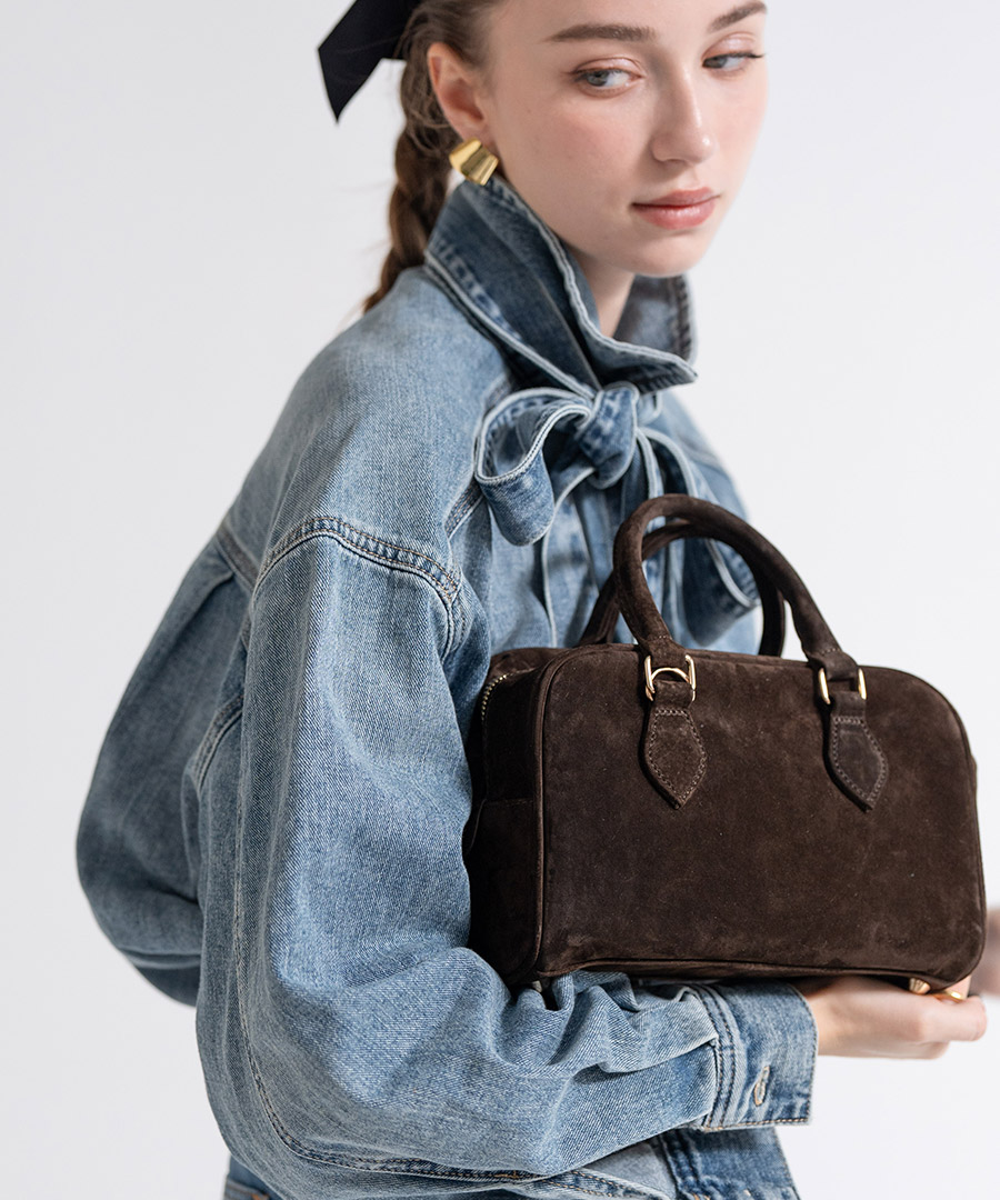 本革 スウェード 2way ショルダーバッグ ハンドバッグ【 Baby Donusa ベイビードヌサ 】