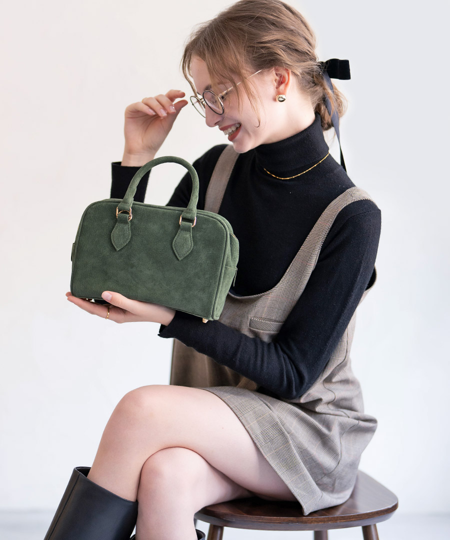 本革 スウェード 2way ショルダーバッグ ハンドバッグ【 Baby Donusa ベイビードヌサ 】