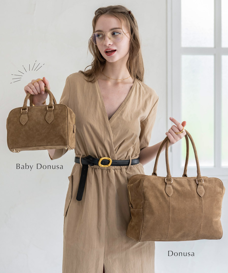 本革 スウェード 2way ショルダーバッグ ハンドバッグ【 Baby Donusa ベイビードヌサ 】