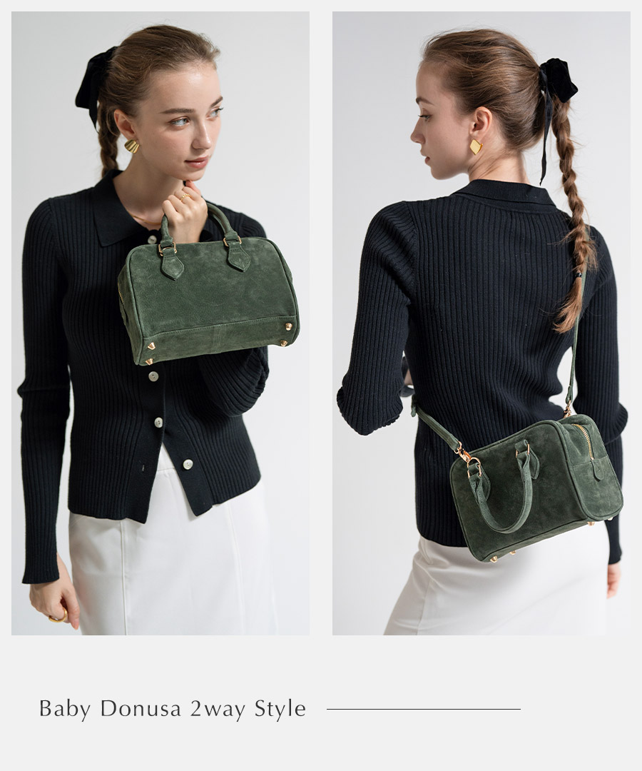 本革 スウェード 2way ショルダーバッグ ハンドバッグ【 Baby Donusa ベイビードヌサ 】
