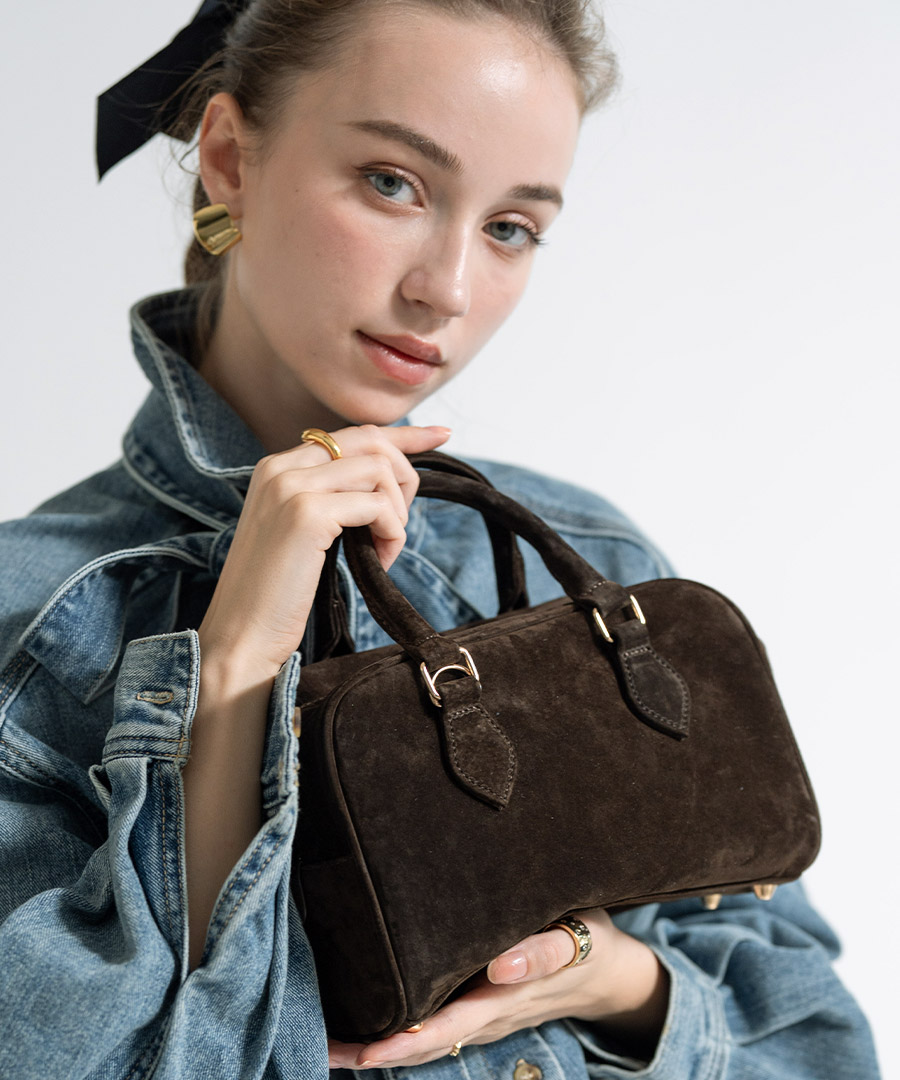 本革 スウェード 2way ショルダーバッグ ハンドバッグ【 Baby Donusa ベイビードヌサ 】