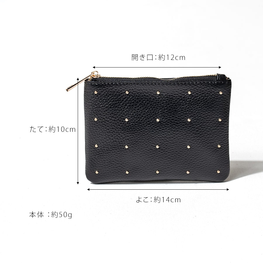 CELINE ブラウン レザーポーチ ドットパターン