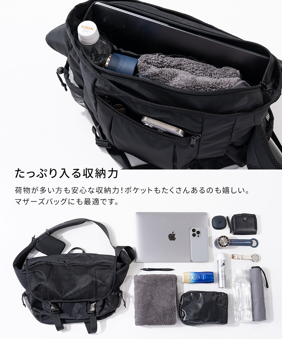 lekha レカ ボディバッグ レディース 大容量 A4 ナイロンバッグ