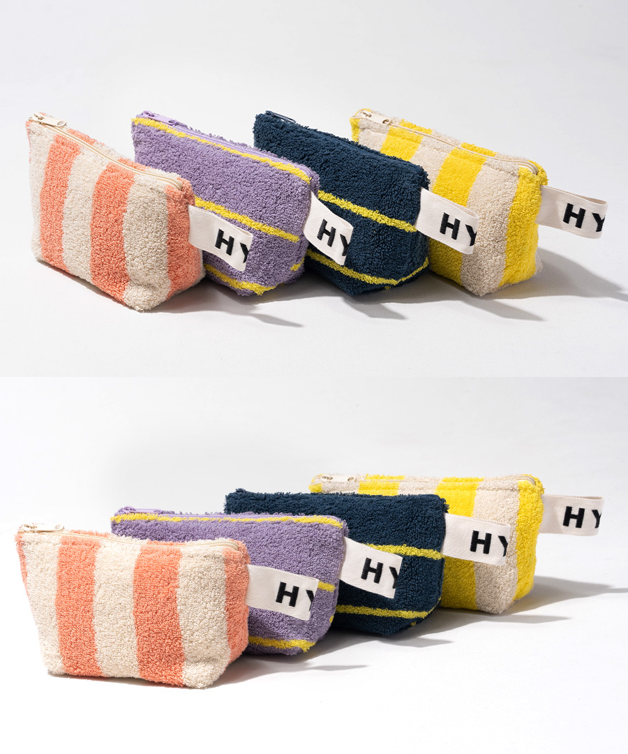 ポーチ コスメポーチ レディース【Luluana pouch ルルアナポーチ｜HAYNI ヘイニ】タオル地 タオル ストライプ 化粧ポーチ 小物入れ メイクポーチ 持ち歩き コンパクト 小さめ 旅行 かわいい おしゃれ 上品 軽い 軽量