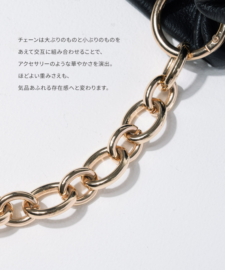 爆買 本革 ハンドバッグ レディース「Moonelle ムーネル」クラッチバッグ チェーン 黒 おしゃれ 大人 ブランド バッグ ヘイニ HAYNIの画像