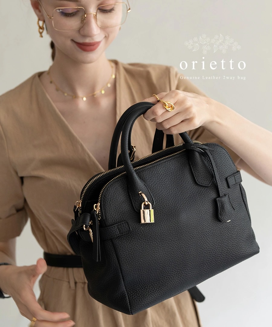 2way ショルダーバッグ ハンドバッグ レディース ファスナー付き 本革 トートバッグ【 Orietto オリエット 】