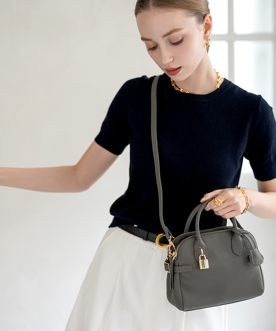 本革 2way ハンドバッグ ショルダーバッグ レディース【Baby Orietto ベイビーオリエット｜HAYNIヘイニ】斜めがけバッグ 小さめ ハンドバッグ カデナ 上品 おしゃれ かわいい シンプル きれいめ オケージョン 底鋲
