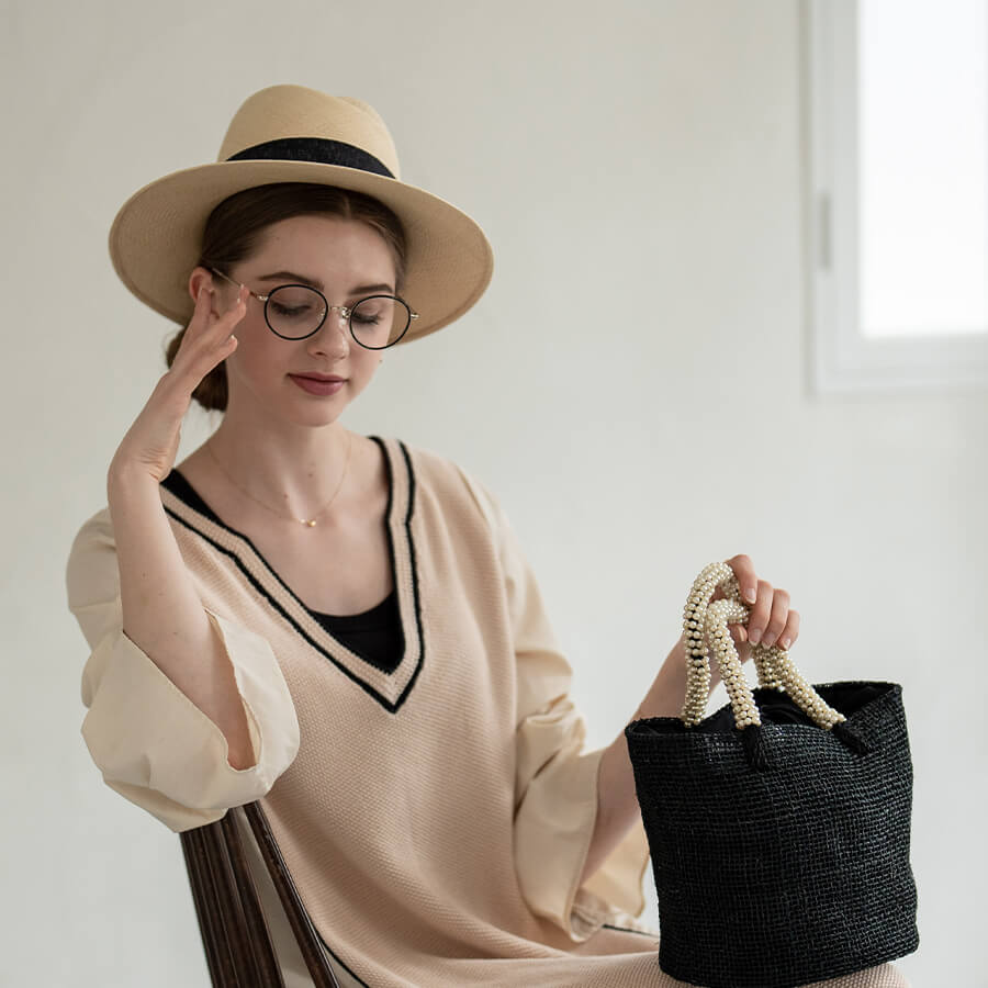 HAYNI パールハンドル レディース かごバッグ「Pavine
