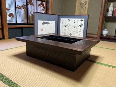 灰 五徳 酒燗器 セット】ちび囲炉裏 4点セット 800X600X280mm 蓋付