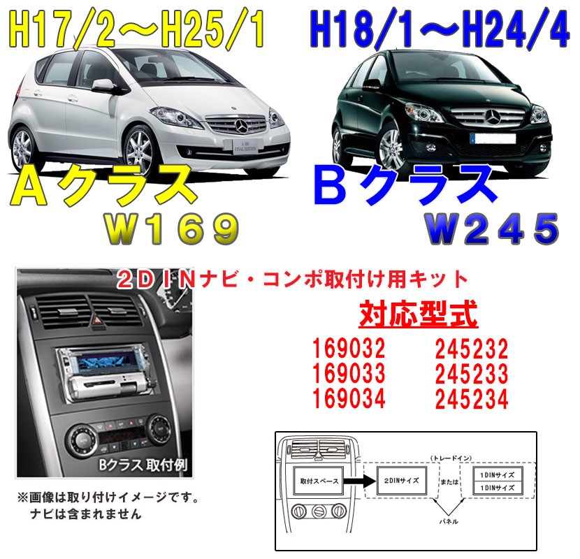 メルセデスベンツ Aクラス(W169) Bクラス(W245) 2DINナビ取付キット オーディオ/パネル Benz GE-MB210G :  ge-mb210g-xa02 : パネル王国 - 通販 - Yahoo!ショッピング