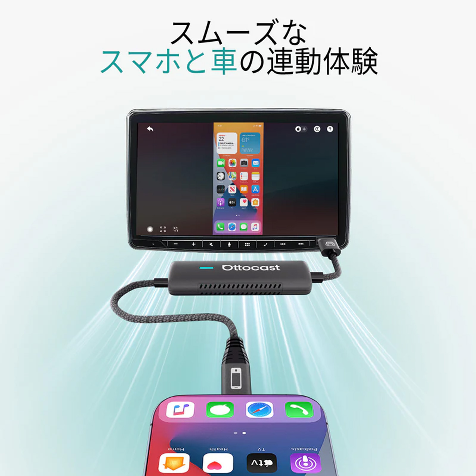 オットキャスト Mirror Touch Ottocast 新型 ミラータッチ スマホ画面