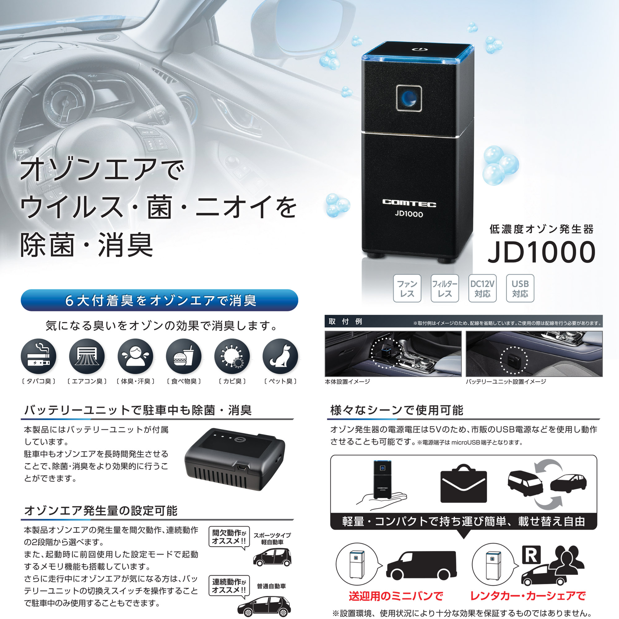 低濃度オゾン発生器 コムテック オゾンエアでウイルス・菌・においを除
