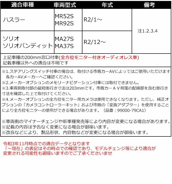 スズキ ハスラー (MR52S,MR92S) 全方位モニター付きオーディオレス車用 R2/1~ 2DINナビ取付キット オーディオ/パネル/取り付け  NKK-S84D :nkk-s84d:パネル王国 - 通販 - Yahoo!ショッピング