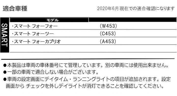 smart フォーツー/カブリオ (C453/A453) LEDポジションライトをデイ