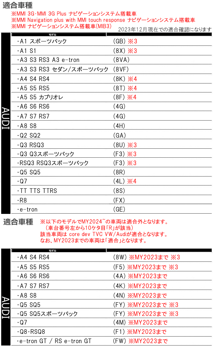 アウディ A8/S8 (4H) TVキャンセラー HDDナビ MMI 3G/3G plus/MMI