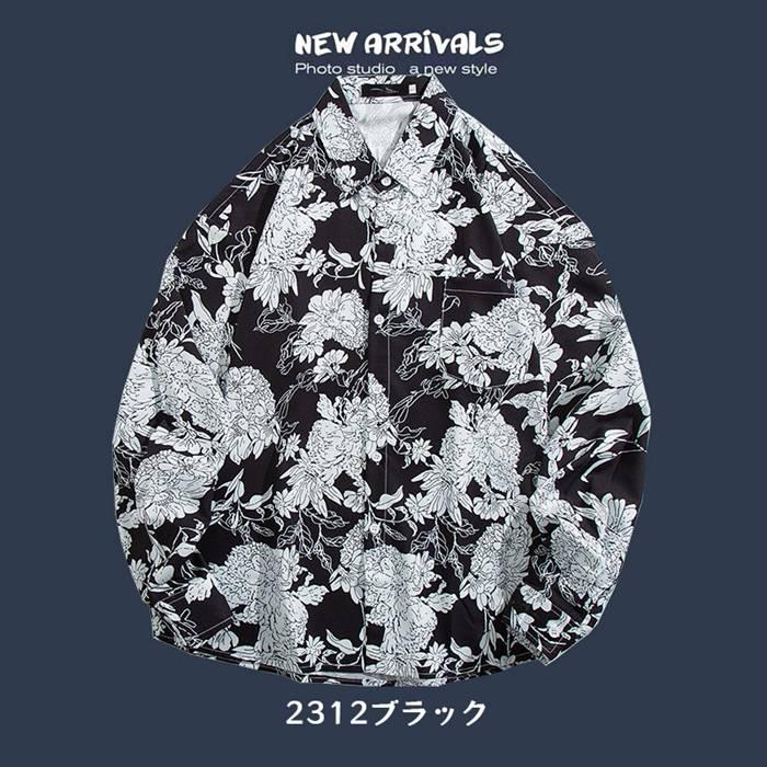 シャツ メンズ アロハシャツ 長袖 花柄シャツ カジュアルシャツ 総柄 開襟 スリム 細身 メンズシャツ 長袖シャツ トップス 柄シャツ | ブランド登録なし | 04