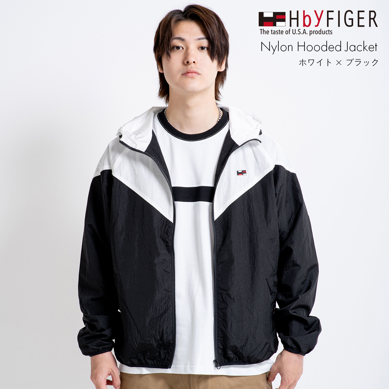 ナイロンジャケット パーカー【H by Figer】ライトアウター ジップアップ｜hbyfiger｜02