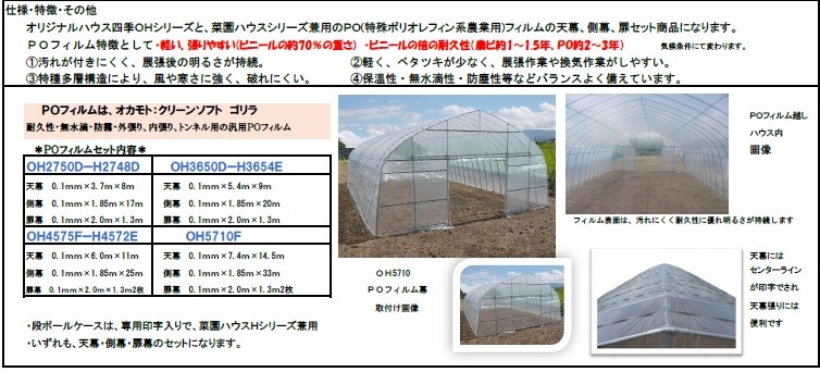 人気の製品 オリジナルハウス四季OH-5710用PO幕セット 天幕・側幕・扉幕2枚のセットです。 農業用