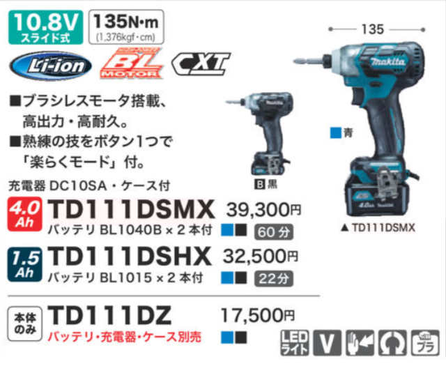 そして】 (マキタ) 充電式インパクトドライバ TD111DSMXB 黒 バッテリBL1040B×2個・充電器・ケース付 10.8V対応 makita  カナジン PayPayモール店 - 通販 - PayPayモール トリガ - shineray.com.br