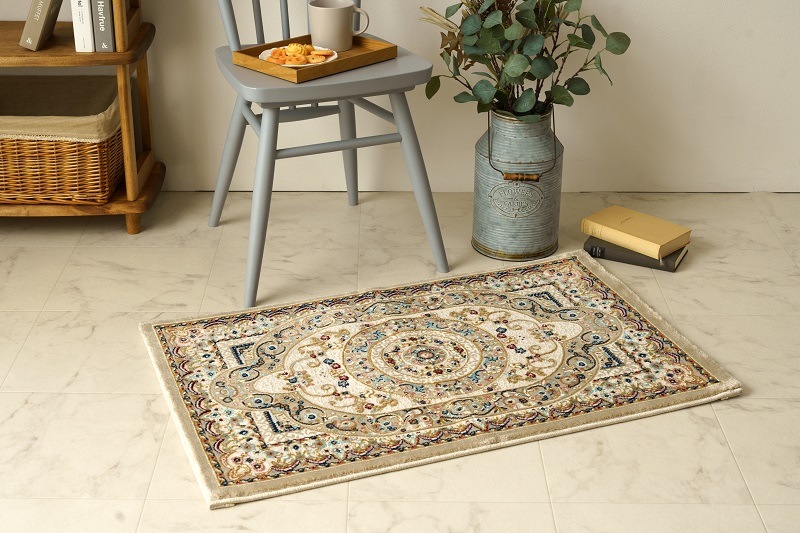 限定マット額装品/アニー・リーボヴィッツ/ヘリング/ イケヒコ ウィルトン玄関マット ロザリオ 選べる3色 ベージュorブルー