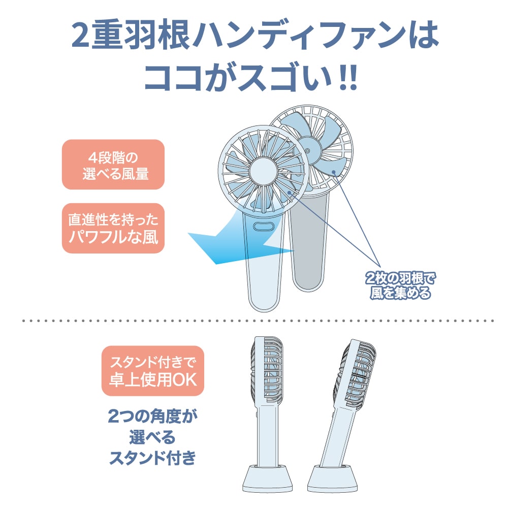 スヌーピー オラフ ダブルハンディファン 扇風機 ハンディファン 二重