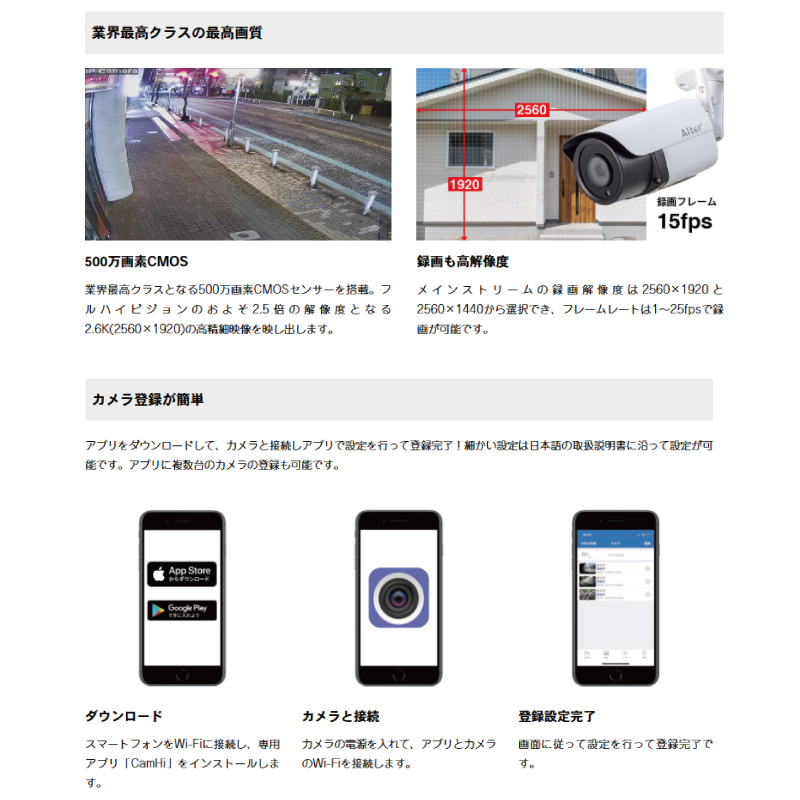 防犯カメラ AT-701 SDカードカメラ ダイレクト スマホ アプリ Wi-Fi 高
