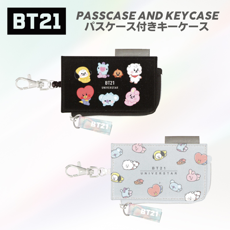 BT21 パスケース グッズ BTS タタ クッキー チミー シュキ RJ マン コヤ TATA COOKY CHIMMY 定期入れ  パスケース付きキーケース シュウゴウ ネコロビ