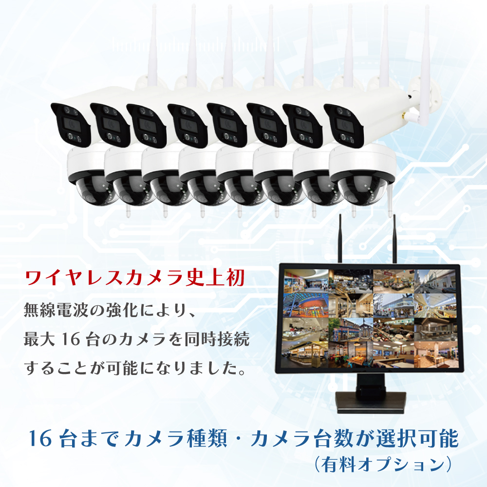 防犯カメラ ワイヤレス 屋外 セット 監視カメラ wifi モニター