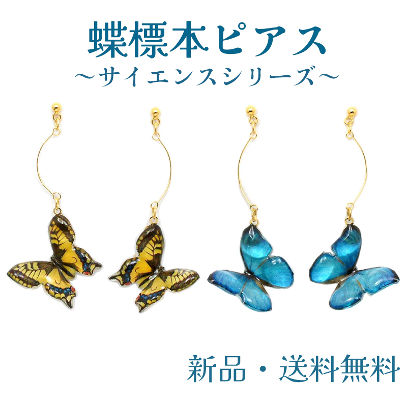 Yahoo! Yahoo!ショッピング(ヤフー ショッピング)蝶ピアス 蝶標本 ピアス アゲハ蝶 モルフォ蝶 キアゲハ メネラウスモルフォ ちょうちょ チョウチョ ミニチュア 可愛い キレイ アクセサリー アクセ P1910r-238G