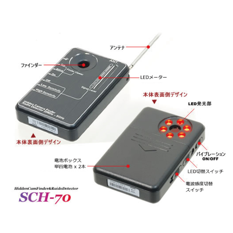 盗撮カメラ発見器 盗聴器発見器 無線ディテクター 光学式 LED スパイ