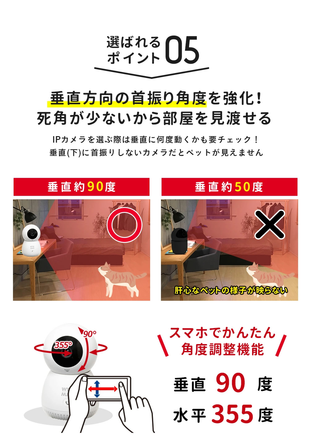塚本無線 WTW ペットカメラ 見守りカメラ 防犯カメラ ワイヤレス 500万