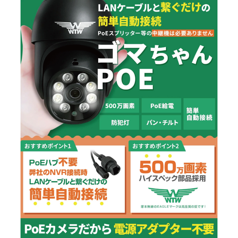 塚本無線 防犯カメラ 監視カメラ XPoE ネットワークカメラ PTZ
