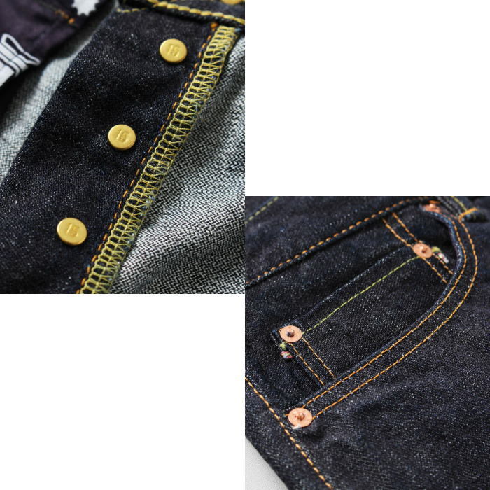 桃太郎ジーンズ　15周年限定　W33 スリムストレート 桃太郎ジーンズ（MOMOTARO JEANS） 15周年記念ジーンズ ブロークン